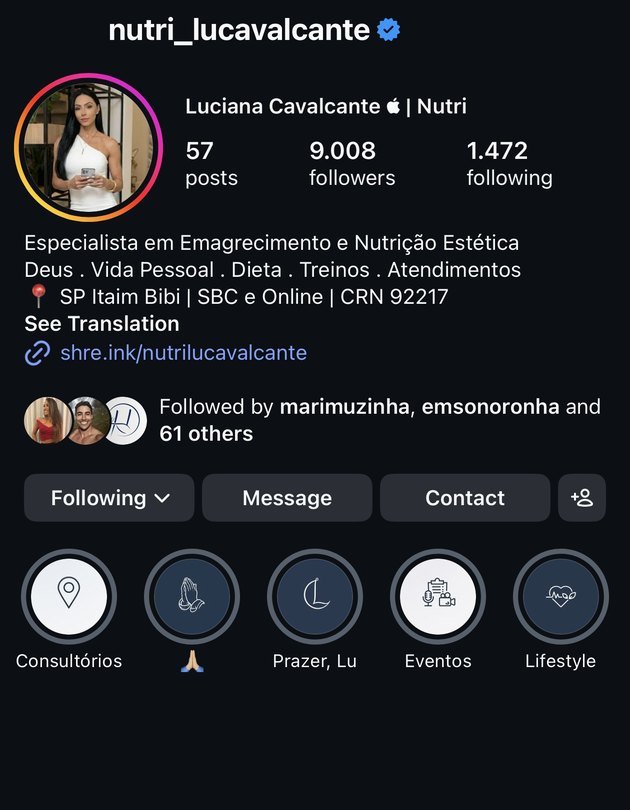 Perfil de profissional de saúde no Instagram